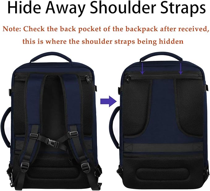 MATEIN Backpack for Travel, 27L Water Resistant Carry on Backpack Fits Overhead Bin, Convertible Work Daypack with 2 Handles, Hiking Daypack for Outdoor Sport,Travel Gifts for Men Women, Blue