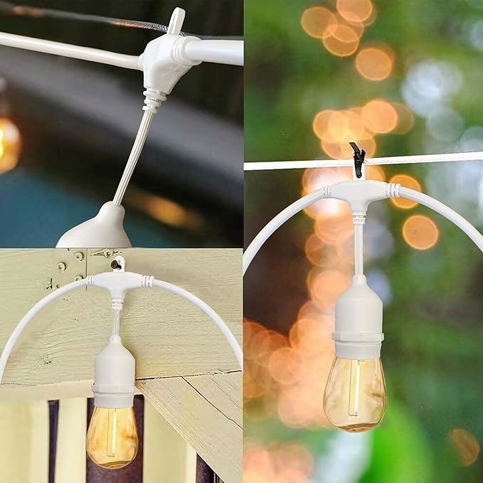 Banord Outdoor String Lights, 105FT Waterproof Patio Lights with 1W Dimmable LED Bulbs, Hanging String Lights for Outdoor Backyard, Garden, Deck, Porch, Gazebo, Balcony, Camping, Party(White)