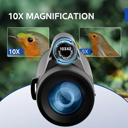 10x42 Monocular Telescope High Power HD, 330g Ultra-Lightweight & Portable, BAK4 Prism Metal Frame, with Phone Adapter Tripod for Bird Watching, Hunting, Travel, Concerts, Football Games