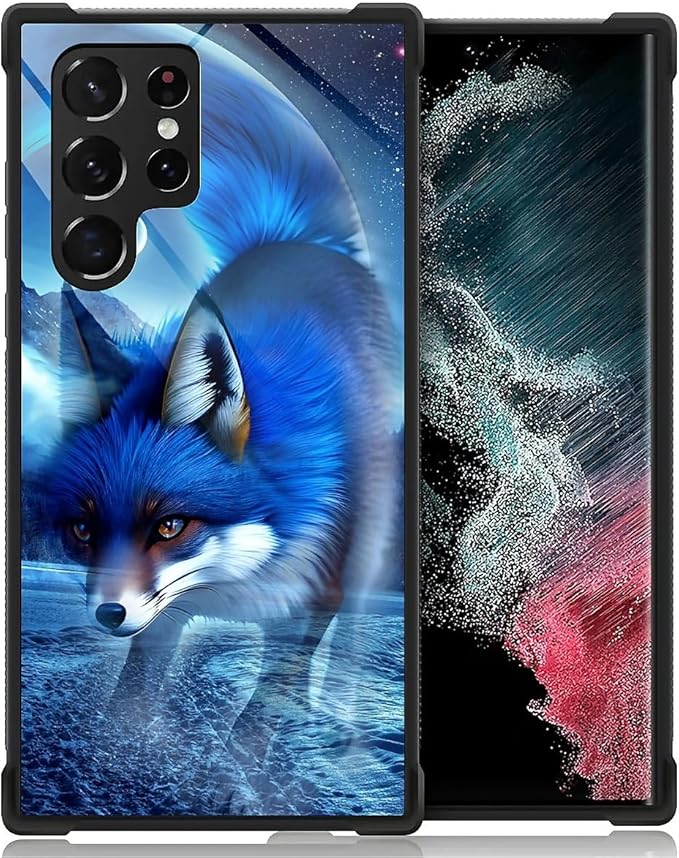for Samsung Galaxy S22 Ultra Case, Snowy Mountain Fox Lake Pattern Graphic Design Girl Boy Soft Silicone Hard Acrylic Shock Protection for Samsung Galaxy S22 Ultra