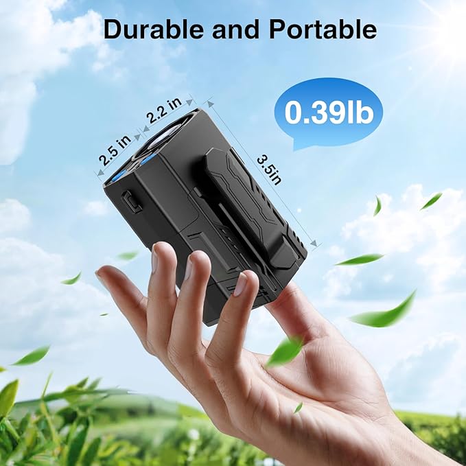 Portable Fan 4000mAh Rechargeable, 4 Speeds 13000RPM Strong Airflow, Personal Waist Fan with Max 24H Working Time, Wearable Neck Fan, Hands-Free Clip Belt fan for Camping, Outdoor, Jobsite, Traveling