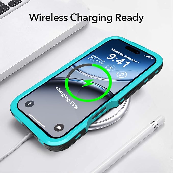 for iPhone 16 Plus Case Waterproof, [Shockproof] [Dustproof] [IP68 Waterproof] Full-Body Hard Case Built-in [Lens Screen Protection] for Diving Case (Teal, for iPhone 16 Plus 6.7in)