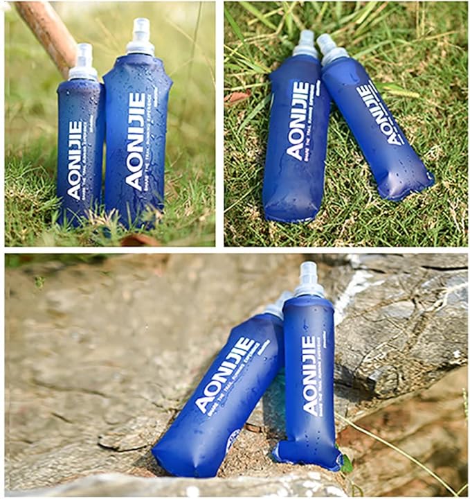 AONIJIE 2 Pack 250ML Collapsible TPU Soft Flask for Outdoor Sports Hydration Lightweight Folding Water Bottles for Running Hiking Cycling (A#250ml - 2 Pcs)