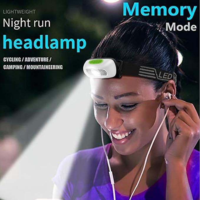 Rechargeable Headlamp 2 Pack, Ultra Bright 500 Lumen 5 Lighting Modes with Red Light, IPX4 Waterproof Adjustable Strap Head Lamp for Adult Emergency, Running, Camping, Cycling-White
