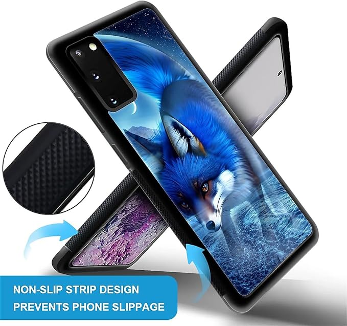 for Samsung Galaxy S20 Case, Snowy Mountain Fox Lake Pattern Graphic Design Girl Boy Soft Silicone Hard Acrylic Shock Protection for Samsung Galaxy S20