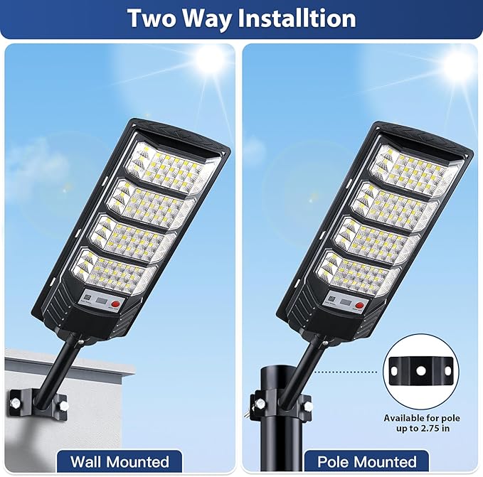 Yusist 6 Pack Solar Street Lights Outdoor Waterproof, 6500K LED Motion Sensor Lights, Dusk to Dawn Solar Flood Lights with Remote,Parking Lot Light,Commercial Area Lighting for Outside