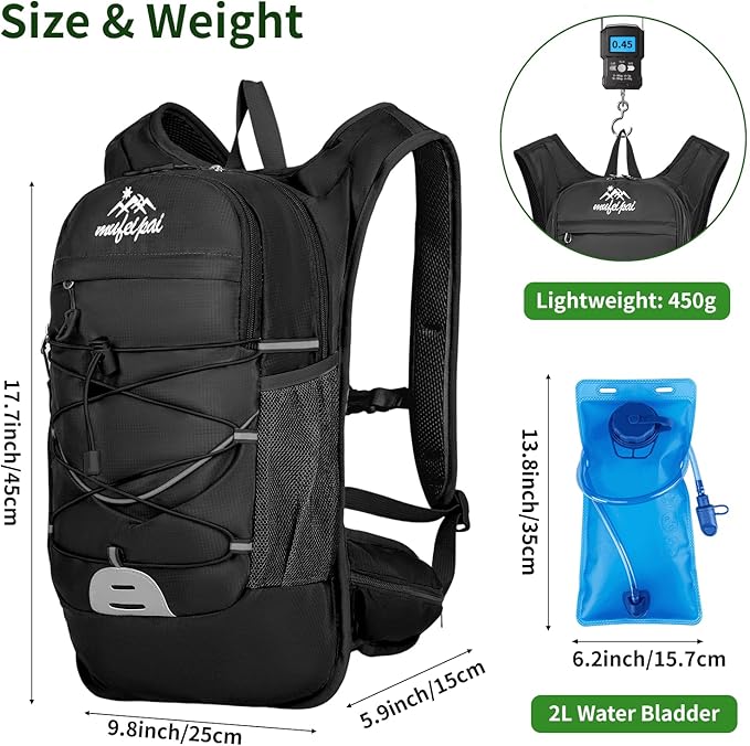 Hiking Backpack, 20L Hiking Backpack for Women & Men,Small Travel Daypack for Running, Cycling, Climbing, Camping, Biking (Black)