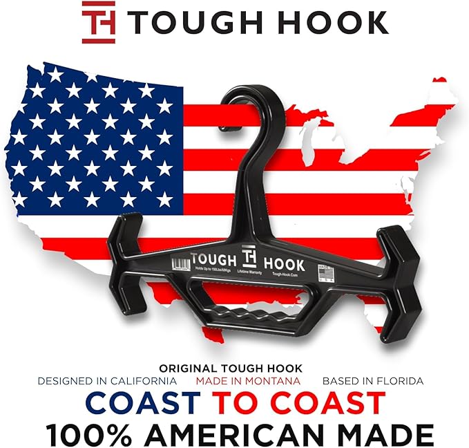Tough Hook Original Heavy Duty Hangers – The Superhero of Hangers USA-Made, Anti-Slip ABS Resin Tactical Hanger for Police Gear, Scuba Gear & Dive BCD – DuraResin 200-lb Cap Wetsuit Hanger, 4 Tan