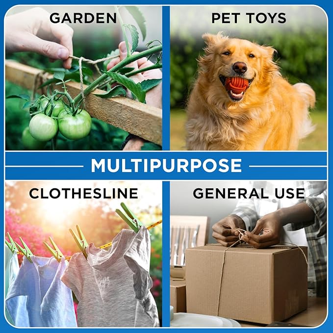 TECEUM Cotton Rope 3/16” (5 mm) – 50 FT – Strong All-Purpose Braided Rope – Natural Cotton – for Crafting, Сamping, Clothes Line, DIY, Indoor & Outdoor Use – Deep Pink