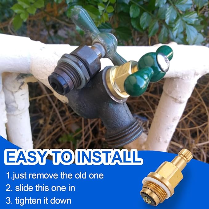 PK1100 Brass Globe Valve Faucet Stem Assy and PP806-15 Broach Sillcock Tee Hose Bibs Handle Compatible with Arrowhead Hose Bibs, Boiler Drains & Sill Faucets