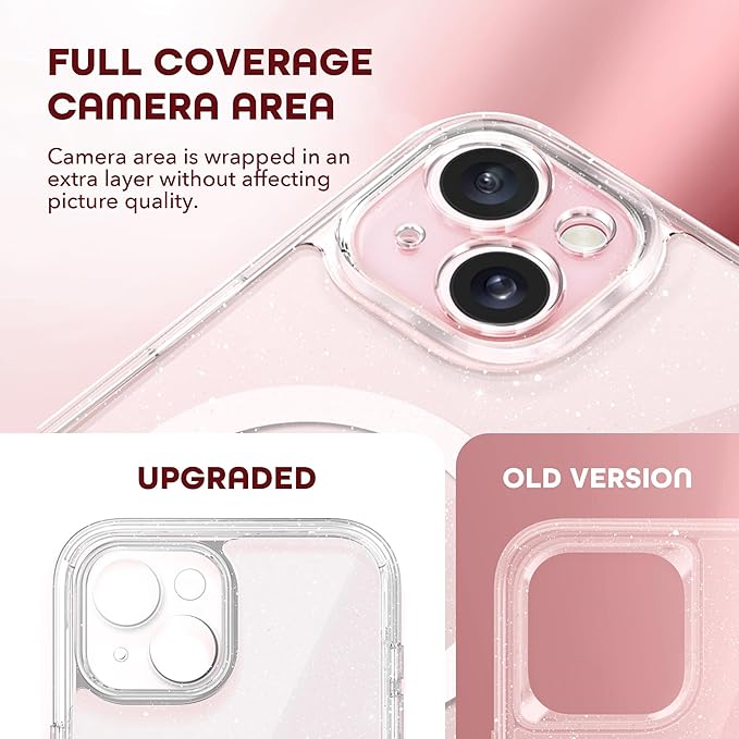 TIESZEN for iPhone 15 Case, Compatible with MagSafe, Built-in Privacy Screen Protector and Camera Protection, Anti Spy Full Body Dustproof Shockproof Hard Phone Case 6.1",Shiny Clear