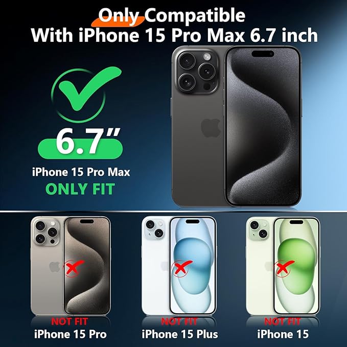 2025 New Designed for iPhone 15 Pro Max Case Waterproof, [Compatible With MagSafe][Built-in Screen & Camera Protector][Full Body Shockproof][IP68 Underwater][Dustproof][Dropproof] Phone Case 6.7"
