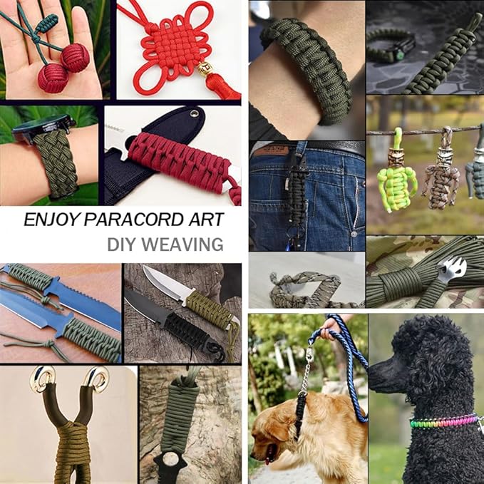 Paracord Crafting Kit, 32 Colors, 10 FT Each, 550lb Parachute Cord for Bracelets, Lanyards, Dog Collars, Idea for Gift (32Colors-A, Mixed)