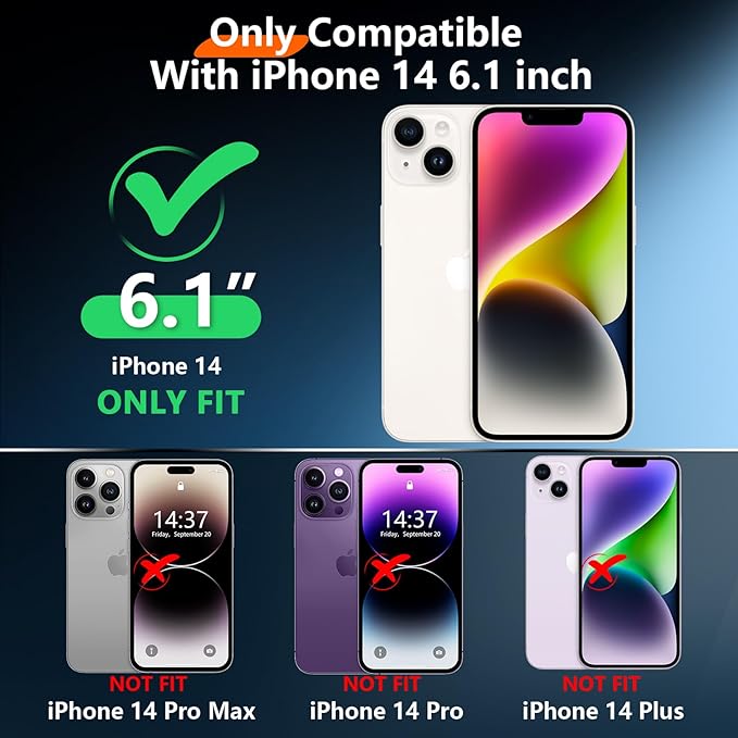 Red2Fire 2024 New for iPhone 14 Case Waterproof,[Built-in Screen Protector & Camera Protector][Full Body Shockproof][IP68 Underwater][Dustproof][Dropproof] Phone Case for iPhone 14 6.1" Purple