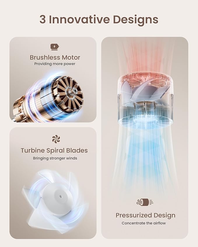 Portable Mini Handheld Turbo 4 Speed High Velocity Personal Fan, Max 16H Cooling Time, Rechargeable Purse Fan, Travel Essentials Must Haves for Vacation/Beach/Trip, Light Blue
