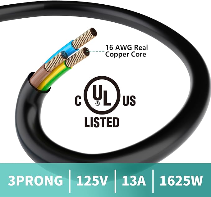 2 Way Power Extension Cord Splitter 20 Ft Total (8+6+6)-3 Prong 1 to 2 Extension Cord Cable Y Splitter-Outlet Adatper-SJTW Outdoor for Halloween Christmas Lighting Landscaping-16AWG 13A 125V-UL-1T2