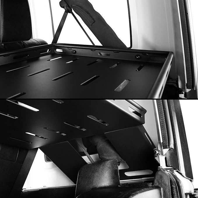 Hooke Road Rear Trunk Cargo Rack Basket Tray for 2007-2026 Jeep Wrangler JK JL 4-Door Hardtops, Sturdy Steel Shelf for Camping Trip Gear