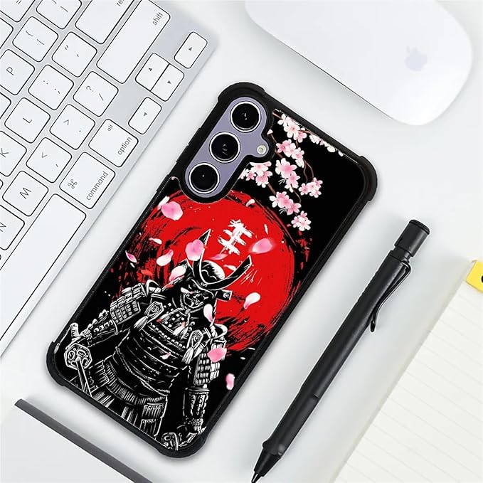 for Samsung Galaxy S24 S25 Case, Sakura Japanese Samurai Pattern Graphic Design Girl Boy Soft Silicone Hard Acrylic Shock Protection for Samsung Galaxy S24 S25