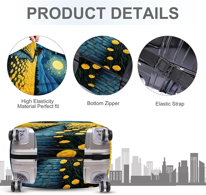 ANNA QUEEN Moonlit Field Luggage Cover, Dreamy Night Landscape Suitcase Protector for 20-22 Inch Travel Bags