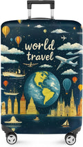 ANNA QUEEN World Travel Luggage Cover, Adventure Theme Suitcase Protector, Stretchable Washable Cover for 32-34 Inch Luggage