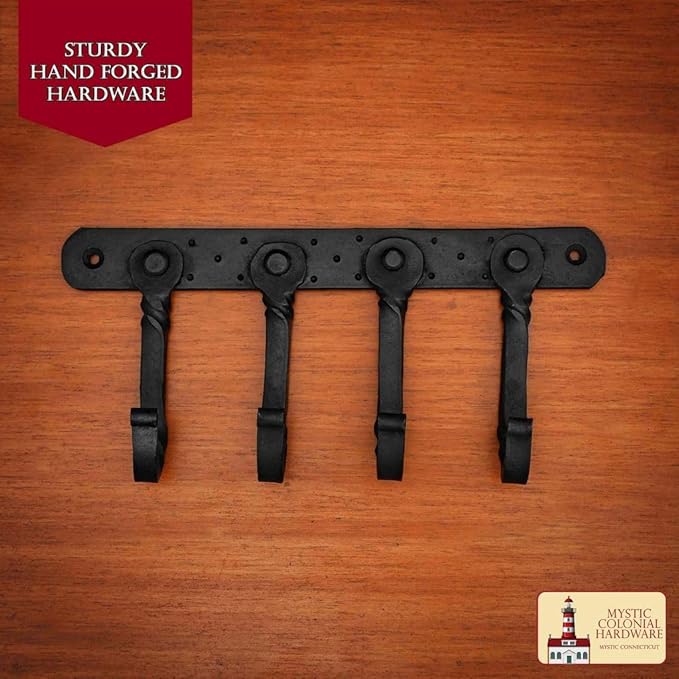 Mystic Colonial Cast Iron Wall Mounted Coat Rack – 4 Hooks
