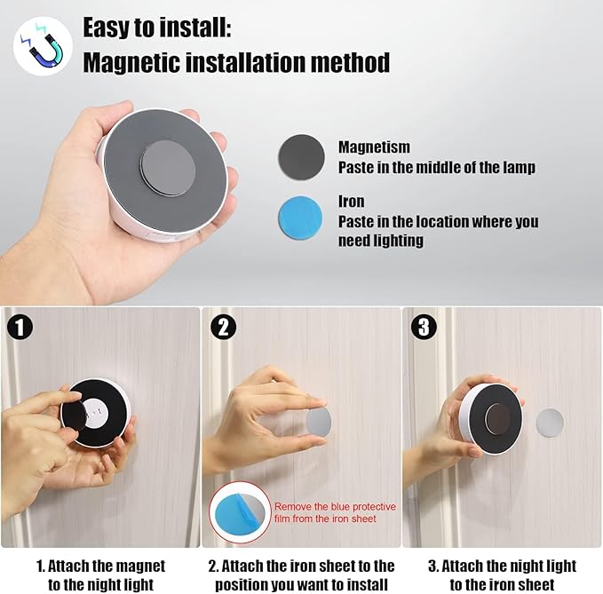 3 Pack Motion Sensor Light Indoor, Upgraded 14 LEDs Night Light USB Rechargeable, 3 Light Modes & Long Last Battery, Cordless Magnetic NightLight for Closet, Bedroom, Stairs - Warm White