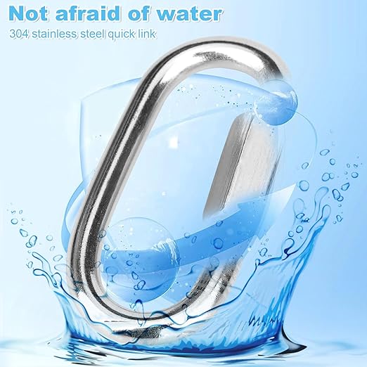 6 Pcs 2 Inch 316 Heavy Duty Stainless Steel Chain Quick Links, 650 Lbs Capacity Locking Repair Connector Pets Keychain for Outdoor Traveling Equipment