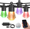 XMCOSY+ 96FT Smart Outdoor String Lights - RGBCWIC Dimmable Acrylic Bulbs, Color Changing LED Patio Lights APP WiFi Control, Compatible with Alexa, IP65 Waterproof Outdoor Lights for Backyard Porch