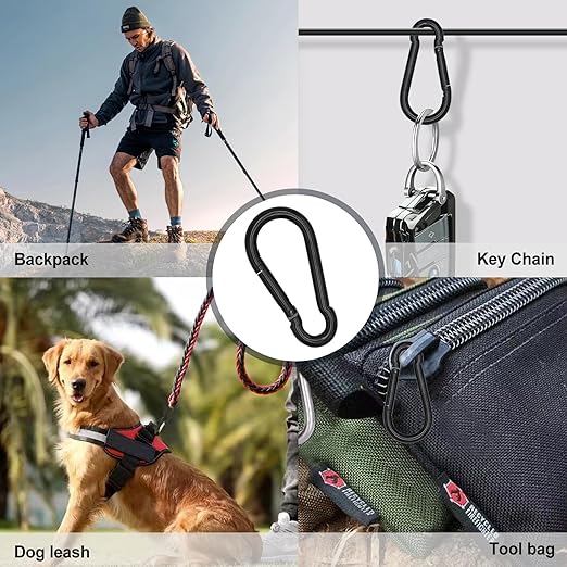 Small Carabiner Clip Hook, 1.57 inch 25 pcs Black Heavy Duty Spring Snap Hook Key Chain, Carabiners Clips for Outdoor Camping, Swing Set, Hammock, Hiking Travel, Fishing, Quick Link Keychain