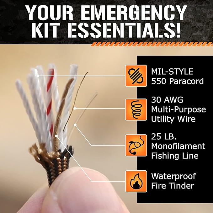 SurvivorCord Titan Survival Patented Paracord 550-25ft, 100ft, 500ft & Color Options - 620LB Strength Survival Paracord Military Spec with 3 Strands - Heavy Duty Hank Cord for Camping & Outdoors