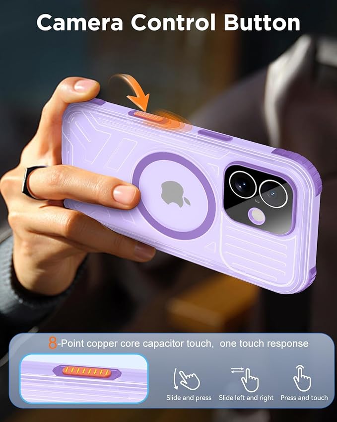 for iPhone 17 Waterproof Case with Magsafe, Built-in [Camera & Screen Protector] [Lanyard], IP68 Water Proof Full Body Dustproof Heavy Duty Frosted Protective Phone Cover, 6.1" Purple