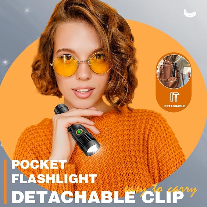 Hoxida LED Rechargeable Flashlights High Lumens - 1500 Meters Long Beam Super Bright LED Magnetic Flashlight USB Zoomable 5Modes Small Long Beam Spotlight Flashlight for Hiking, Camping, 3pcs