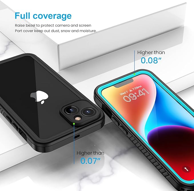 Lanhiem for iPhone 14 Plus Case, IP68 Waterproof Dustproof Shockproof with Built-in Screen Protector, Full Body Protective Cover for iPhone 14 Plus - 6.7 inch (Blue)