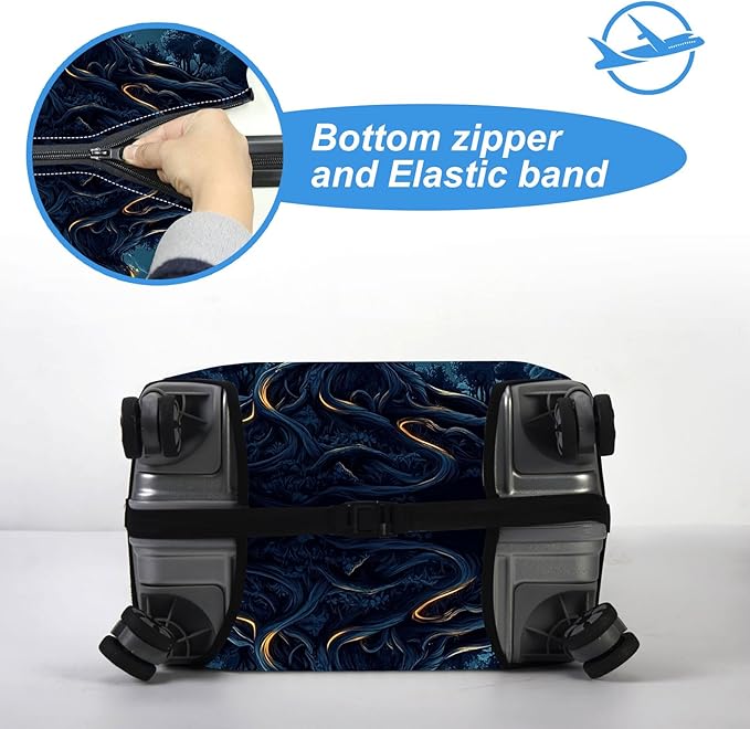 Luggage Cover Protector for 22-24 Inch Suitcases, TSA Approved Elastic Travel Suitcase Covers, Anti-Scratch Washable Luggage Sleeve for Carry On & Checked Bags, Tree of the Universe