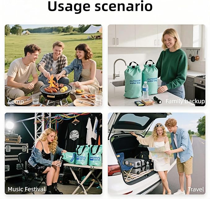 8L/281oz Outdoor Collapsible Water Jug BPA-Free w/Adjustable Faucet - Portable Leakproof Water Storage for Camping, Hiking, Travel & Emergencies (Light green)