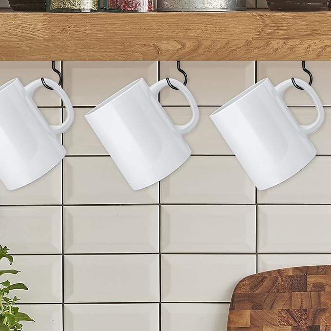 Cup Screw Hooks,1-1/2 inch Vinyl Coated Ceiling 45 Pack Screw in Hooks Plant Hanger Kitchen Cup Hooks Great for Hanging Indoor & Outdoor Use(Black)