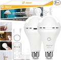 MagixPro Remote Rechargeable Light Bulbs, USB & Socket Charging, 1800mAh Battery, Dimmable LED Bulb for Hardwired & Non-wired Lamps Sconces, Touch + Remote Control, Wall Switch Compatible, 2 Pack