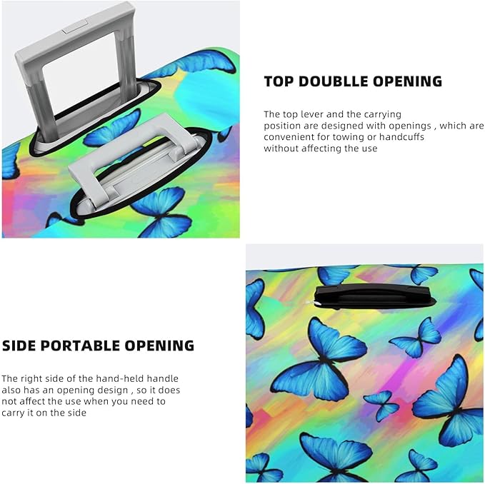 Butterfly Print Elastic Luggage Cover, Colorful Rainbow Suitcase Protector For Travel (Fits 18-21 Inch Luggage)