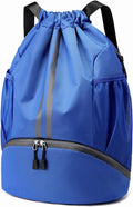 Hoedia Sports Drawstring Backpack - String Swim Gym Bag with Shoes Compartment and Wet Proof Pocket for Women&Men