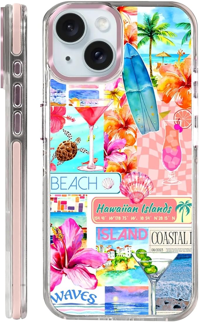Case for iPhone 13/14,[Compatible with MagSafe],Coastal Beach Cover Coquette Collage Phone Case Design，for Women Girls Magnetic Clear Cover - Slim, Sleek, & Shockproof Protection