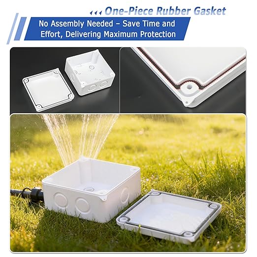 NineLeaf White Junction Box, IP65 Waterproof ABS Plastic Electrical Enclosure, Outdoor Dustproof Weather Resistant Project Box, 3.9 x 3.9 x 2.8 Inch (100x100x70mm), 2PK