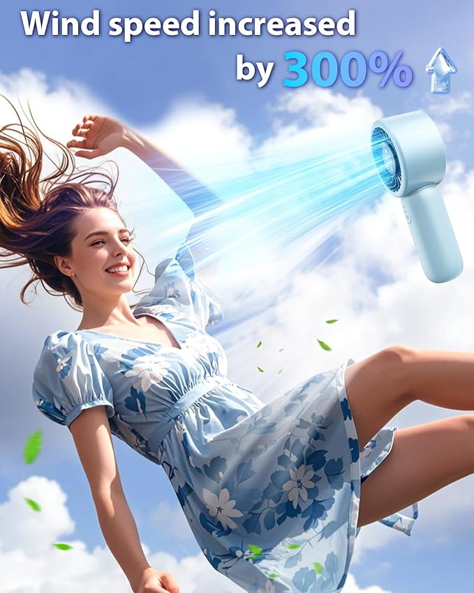 Portable Handheld Fan Personal Small Turbo Hand Fan Powerful, Cooling, Lanyard, USB Rechargeable, 5 Speeds, Makeup, Gifts for Women Men, Kid, Mom, Hot Summer, Travel, Sports, Wedding Use