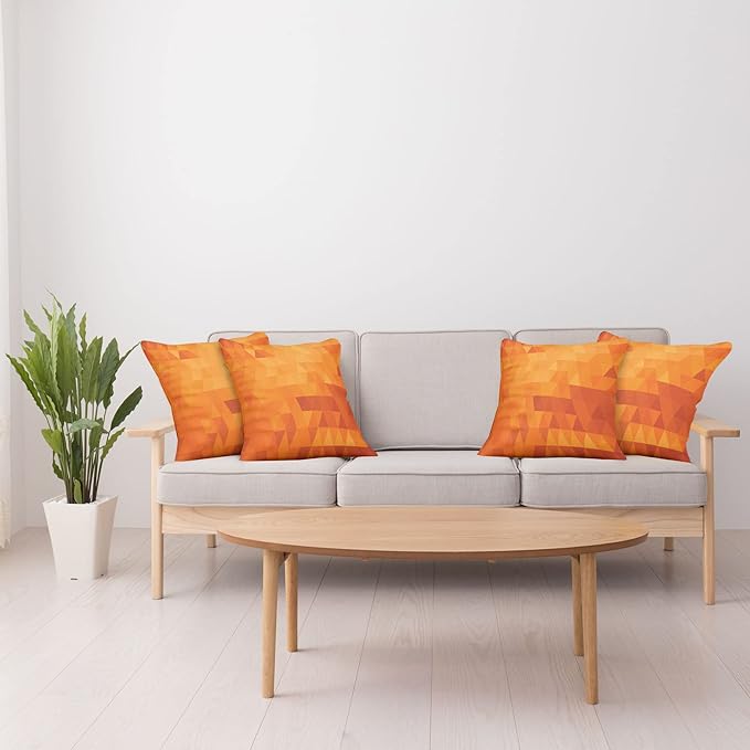 Ambesonne Orange Decorative Throw Pillow Case Pack of 4, Triangle Mosaic Shapes and Patterns with Abstract Digital Pixel Like Effect Print, Cushion Cover for Couch Living Room Car, 24", Burnt Orange