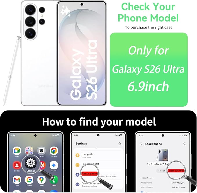 GRECAZO Slim Borderless for Samsung Galaxy S26 Ultra Phone Case 6.9"(2026) Ultra-Thin Lightweight Frameless Matte Hard PC Cover Case with Pull Ring Minimalist Non Slip Rope-Dark Green