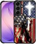 for Samsung Galaxy S26 Case,Graphic Design for Girl Boy Soft Silicone Hard Acrylic Shock Protection Designed for Samsung Galaxy S26 Red American Flag Horse Cross Pattern