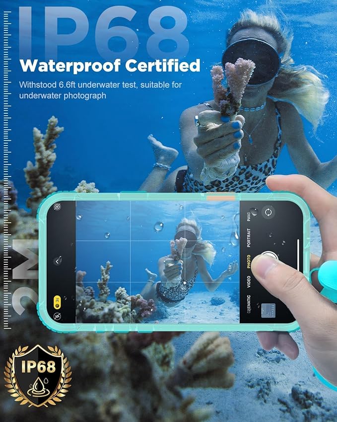 for iPhone Air Waterproof Case with Magsafe, Built-in [Camera & Screen Protector] [Lanyard], IP68 Water Proof Full Body Dustproof Heavy Duty Frosted Protective Phone Cover, 6.7" Teal