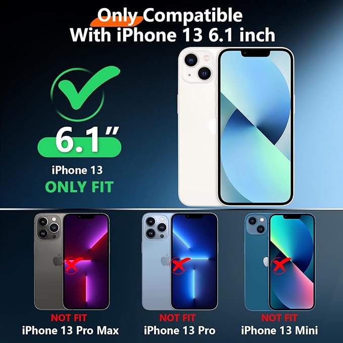 Red2Fire 2024 New for iPhone 13 Case Waterproof,[Built-in Screen Protector & Camera Protector][Full Body Shockproof][IP68 Underwater][Dustproof][Dropproof] Phone Case for iPhone 13 6.1" Black/Clear