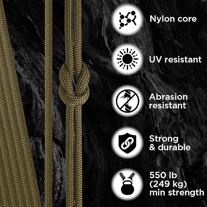 TECEUM Reflective Paracord Rope 1000 – 1000ft/200ft/100ft/50ft – 40+ Colors – Glow in The Dark – para Cord – Utility Rope for Survival, Hunting & Camping Gear – Nylon String, Camping Rope, Tent Cord