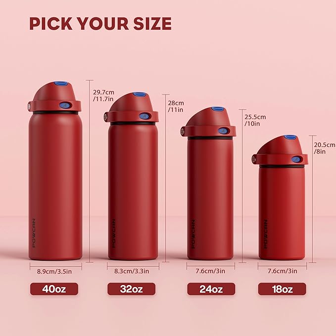 POWCAN 18 oz Steel Water Bottle: 2-in-1 Push-Button Spout & Flip Straw, Leakproof, Cold 24 Hrs, Fits Car Cup Holder, Insulated Water Bottle for Travel, Gym, School, Sports Gift (Midnight Web)