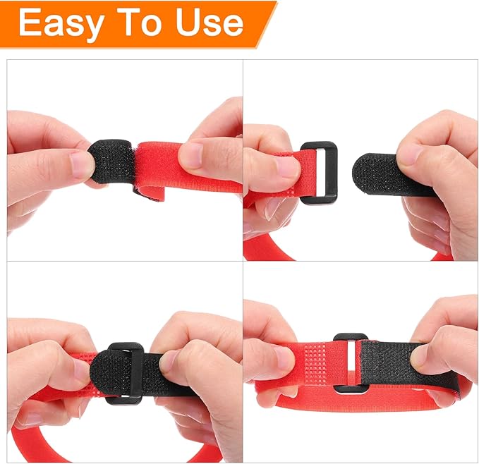 MECCANIXITY 5Pcs Reusable Battery Tie Down Straps,0.8x16" Red Nylon Multipurpose Battery Hold Down Adjustable Cinch Strap Hook Loop Fastening Tie for Quadcopters FPV RC Drone Boat Car